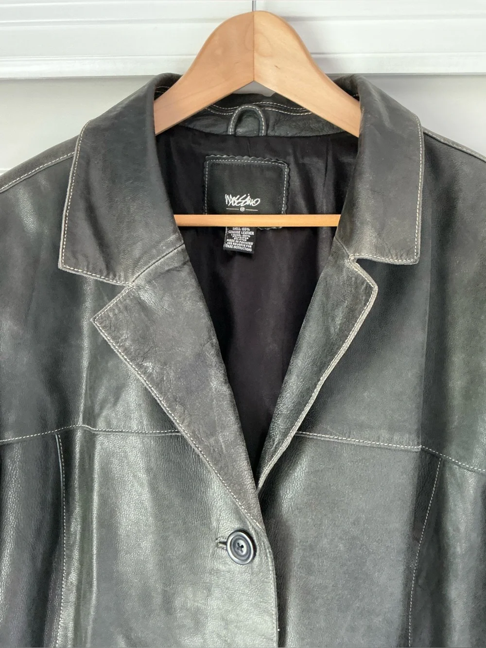 Vintage Mossimo Black Leather Blazer Jacket 24W Y2K